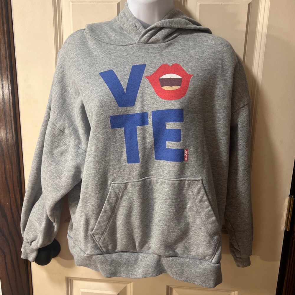 Levi's Vote Relaxed Graphic Hoodie, Wash Gray Heather, Small